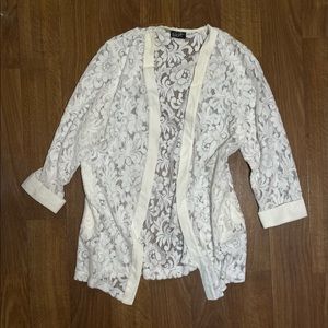 Vintage Wild Rose White Lace Jacket Size 12